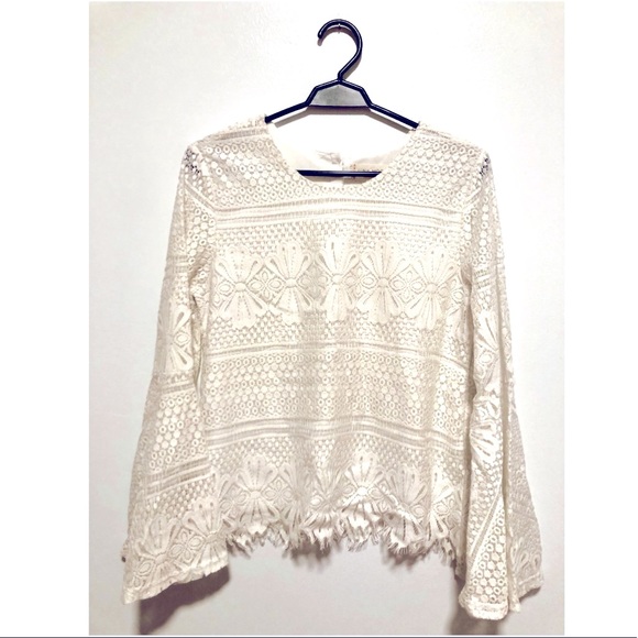 Boheme White Lace longue sleeves Blouse - Picture 2 of 5